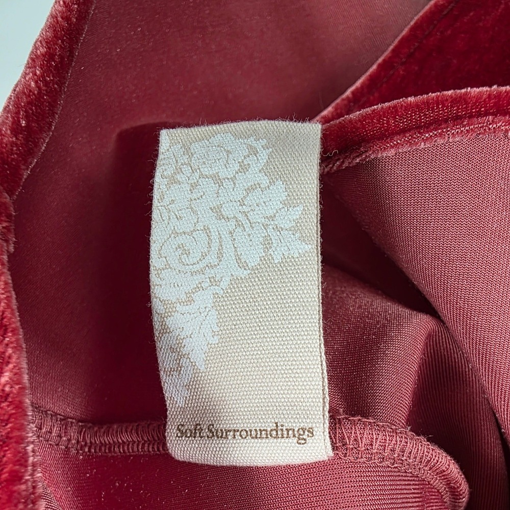 SOFT SURROUNDINGS VELVET BOYFRIEND TUNIC SHIRT WOMENS PETITE LARGE RED BUTTON UP - Picture 13 of 14